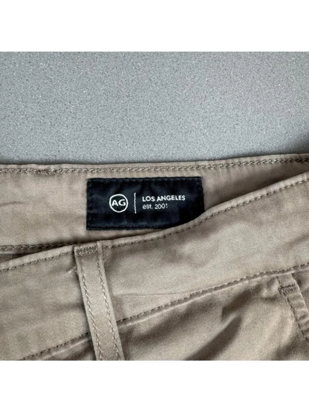 AG Adriano Goldschmied Griffin Shorts Mens Size 40 Beige Chino Stretch Casual